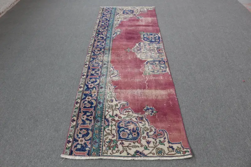 Purple & Blue Check Rug, 2,9x8,6 ft Chic Decor