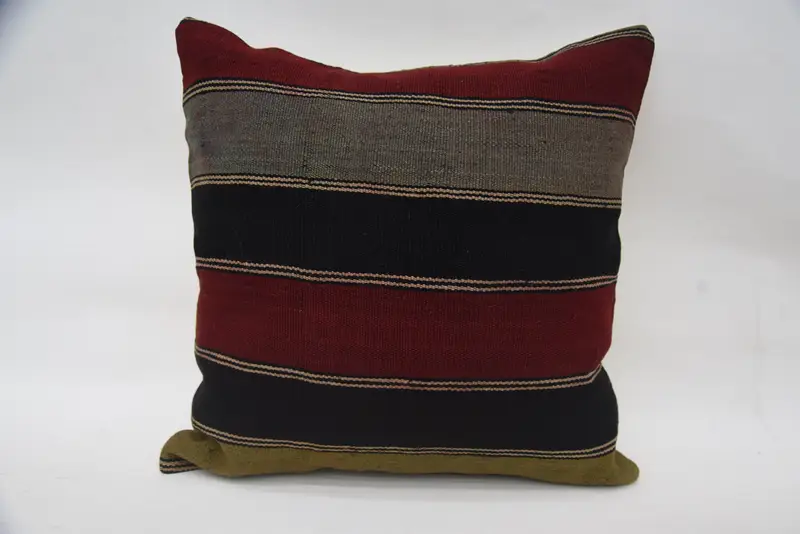 Salon Throw Antique Cushion, Seasonal Gift 7x7 inch Striped DesignerRed Euro Sham - 1