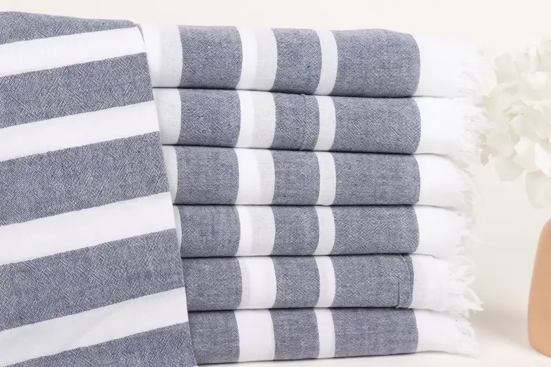 Navy Cotton Towel Personalized 40x67 Inches, Organic Turkish Beach Towel