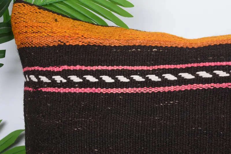 Vintage Kilim Pillow, Pillow, Kilim Rug Pillow Cover, Turkish Pillow, Aesthetic Cushion, Pillow for Couch, 20x20 Brown Cushion - 2