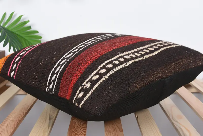 Vintage Kilim Pillow, Pillow, Kilim Rug Pillow Cover, Turkish Pillow, Aesthetic Cushion, Pillow for Couch, 20x20 Brown Cushion - 6
