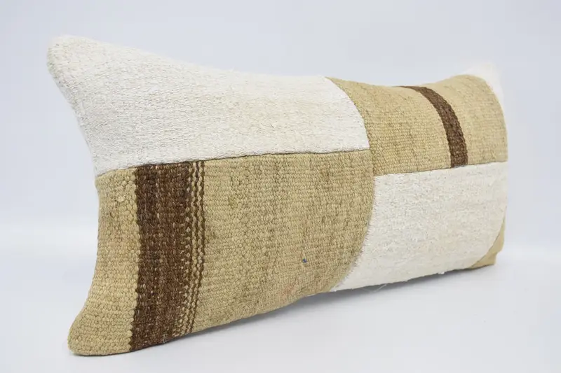 Pet Cushion, 12x24 White Pillow, Cushion, Boho Pillow Sham Cover, Tribal Pillow Cover, Ikat Pillow Case, Throw Kilim Pillow, Vintage Pillow - 3