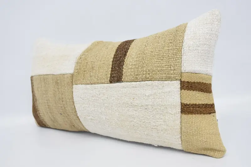 Pet Cushion, 12x24 White Pillow, Cushion, Boho Pillow Sham Cover, Tribal Pillow Cover, Ikat Pillow Case, Throw Kilim Pillow, Vintage Pillow - 4