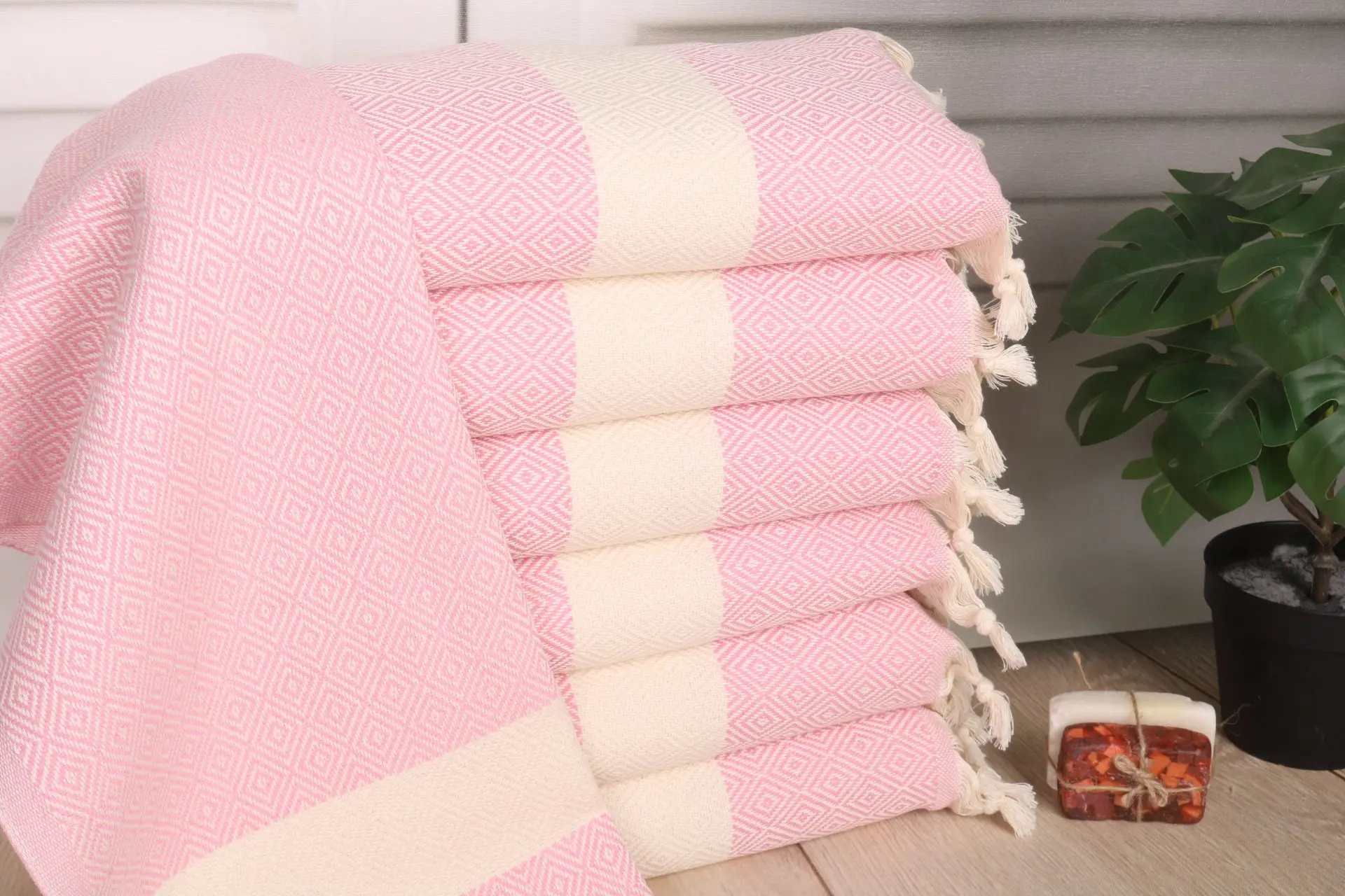 Small Bath Towels Pink Cotton 20x36, Personalized Hand Towel, Handmade Gift - 1