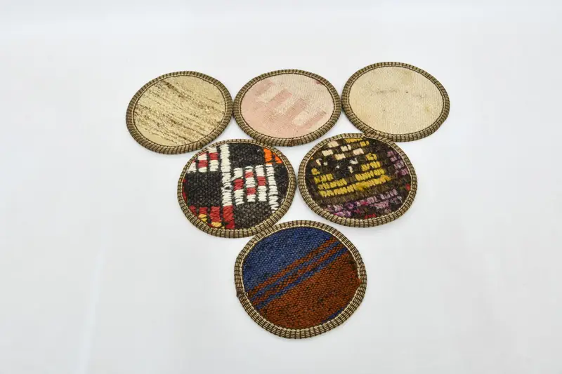 Elegant Beige and Red Coasters, Premium Non-Slip Pads