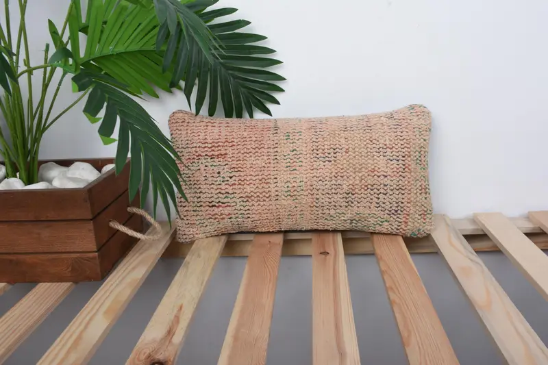 Vintage Pillow, Art Deco Pillow, Pillow Cover, Kilim Pillow Cover, Pet Cushion Case, Vintage Kilim Throw Pillow, 8x16 Orange Cushion Case - 1