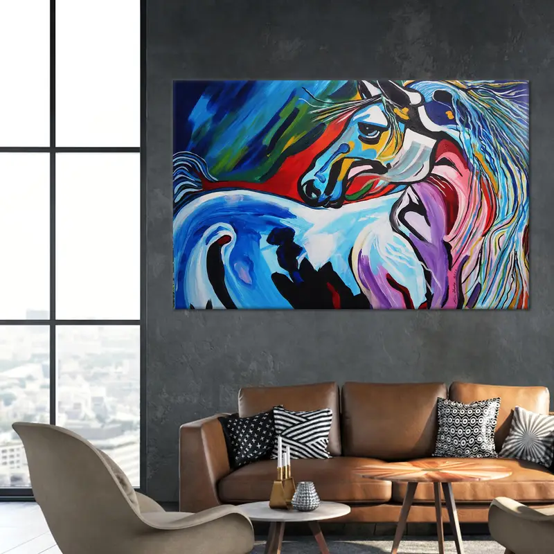Impresión en lienzo de caballo colorido abstracto moderno para amantes de los caballos