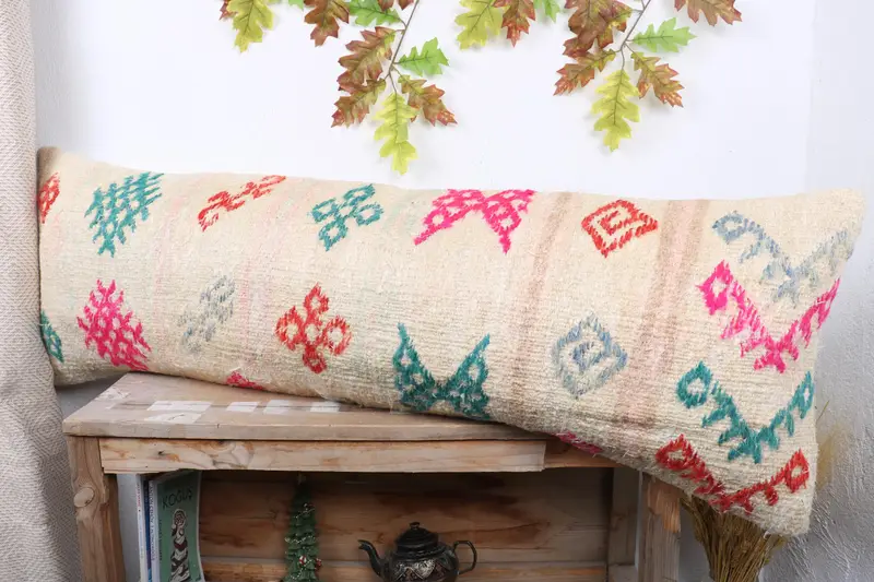 Gift Pillow, Nautical Throw Pillow, Outdoor Cushion Case, Pillow Cover, Kilim Cushion Sham, Turkish Kilim Pillow, 16x48 Pink Cushion - 4