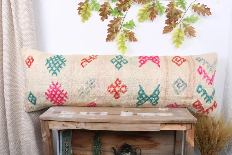 Gift Pillow, Nautical Throw Pillow, Outdoor Cushion Case, Pillow Cover, Kilim Cushion Sham, Turkish Kilim Pillow, 16x48 Pink Cushion - 1