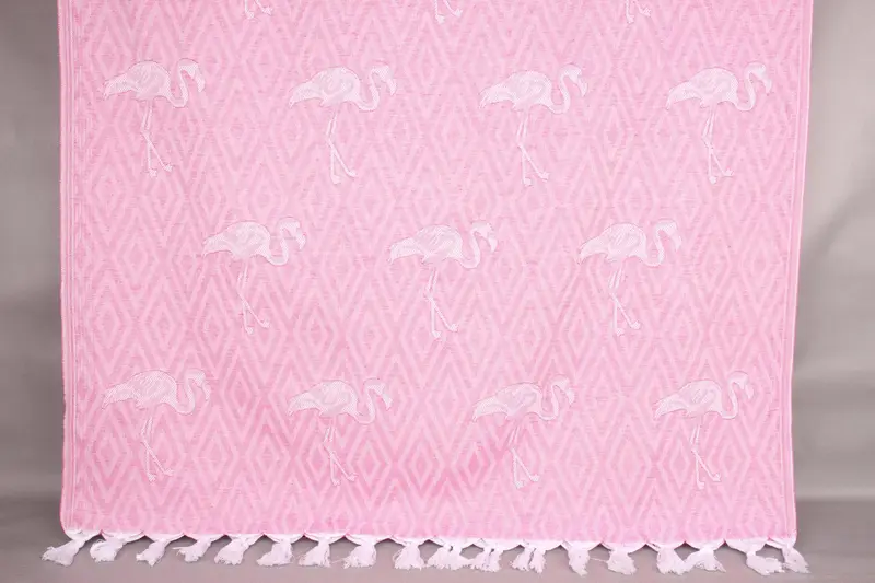 Memorial Gift, Hammam towel, Beach Towel Bulk, Turkish beach towel with fringe, Lightweight Turkish towel, 70x40 Cotton Flamingo Patterned Towel - 8
