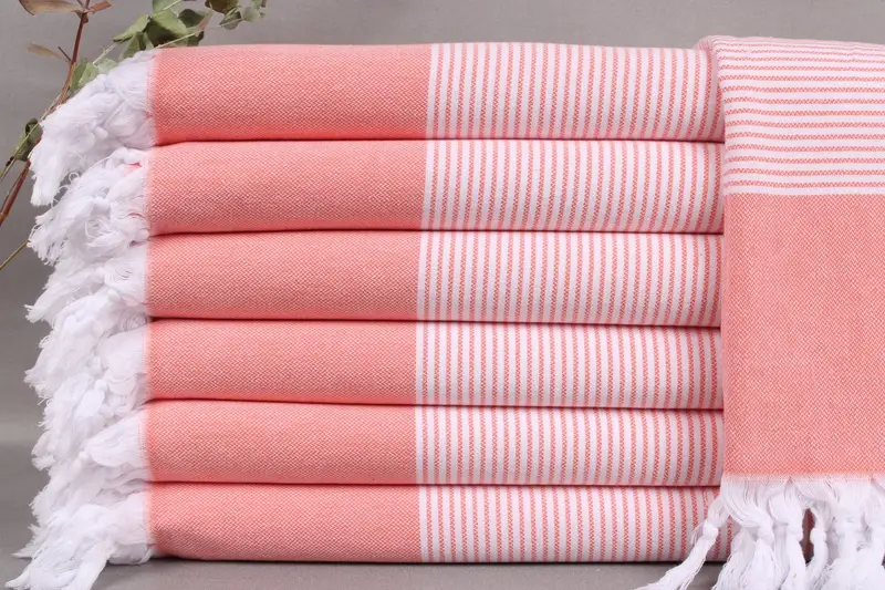 Personalized Turkish Beach Towel Orange Striped, 40x71 Inches