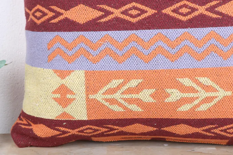 Pillow, Vintage Pillow, Vintage Kilim Pillow, 24x24 Yellow Cushion Cover, Handmade Rug Seat Cushion Case, Boho Pillow Sham Cover - 3