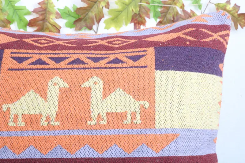 Pillow, Vintage Pillow, Vintage Kilim Pillow, 24x24 Yellow Cushion Cover, Handmade Rug Seat Cushion Case, Boho Pillow Sham Cover - 5