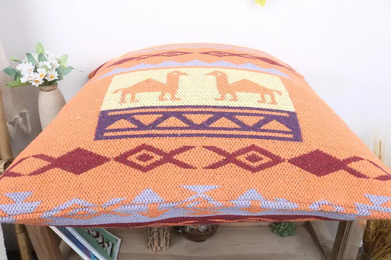 Pillow, Vintage Pillow, Vintage Kilim Pillow, 24x24 Yellow Cushion Cover, Handmade Rug Seat Cushion Case, Boho Pillow Sham Cover - 7