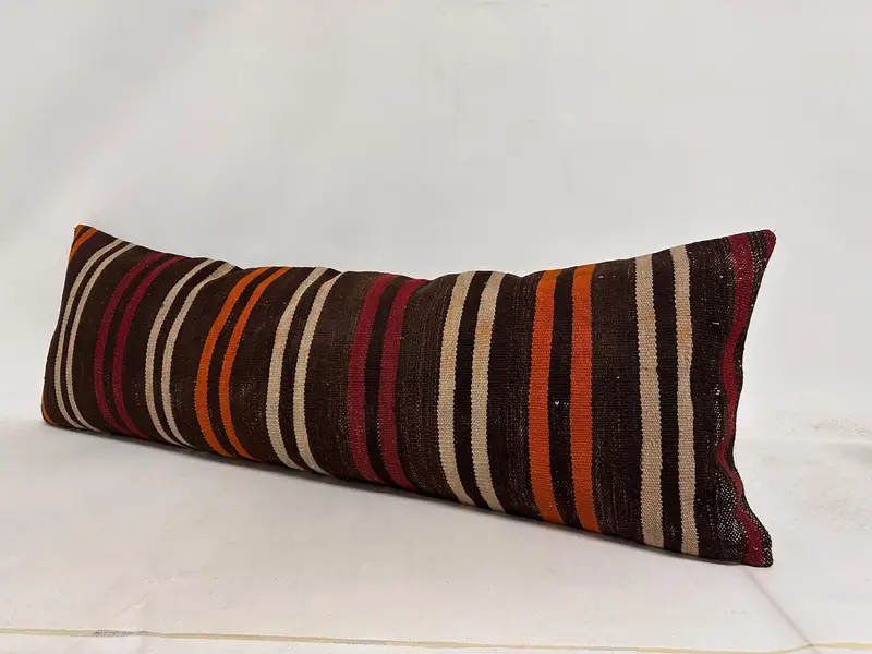Turkish Kilim Pillow, Vintage Kilim Pillow, Sustainable Pillow Cover, Pillow for Sofa, Pillow, 16x48 Red Cushion Case, Authentic Pillow Cover - 4