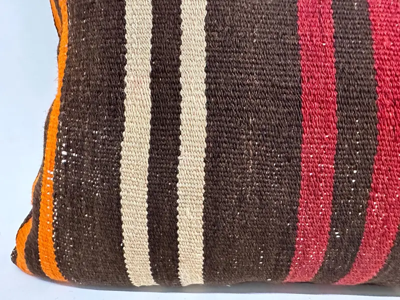 Turkish Kilim Pillow, Vintage Kilim Pillow, Sustainable Pillow Cover, Pillow for Sofa, Pillow, 16x48 Red Cushion Case, Authentic Pillow Cover - 2