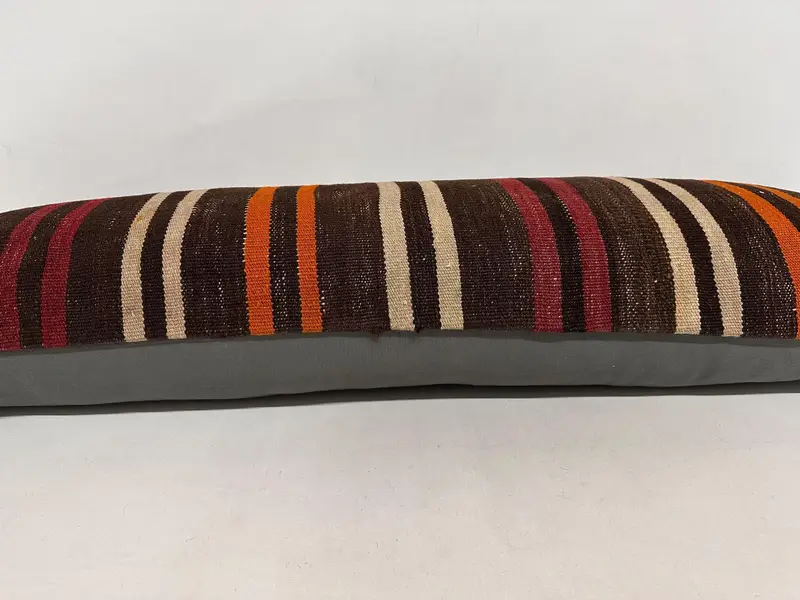 Turkish Kilim Pillow, Vintage Kilim Pillow, Sustainable Pillow Cover, Pillow for Sofa, Pillow, 16x48 Red Cushion Case, Authentic Pillow Cover - 5