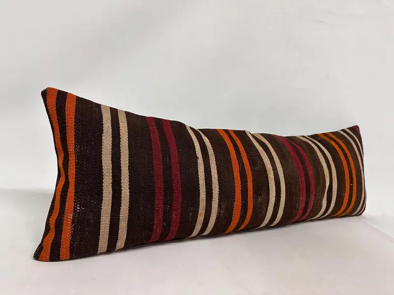 Turkish Kilim Pillow, Vintage Kilim Pillow, Sustainable Pillow Cover, Pillow for Sofa, Pillow, 16x48 Red Cushion Case, Authentic Pillow Cover - 3