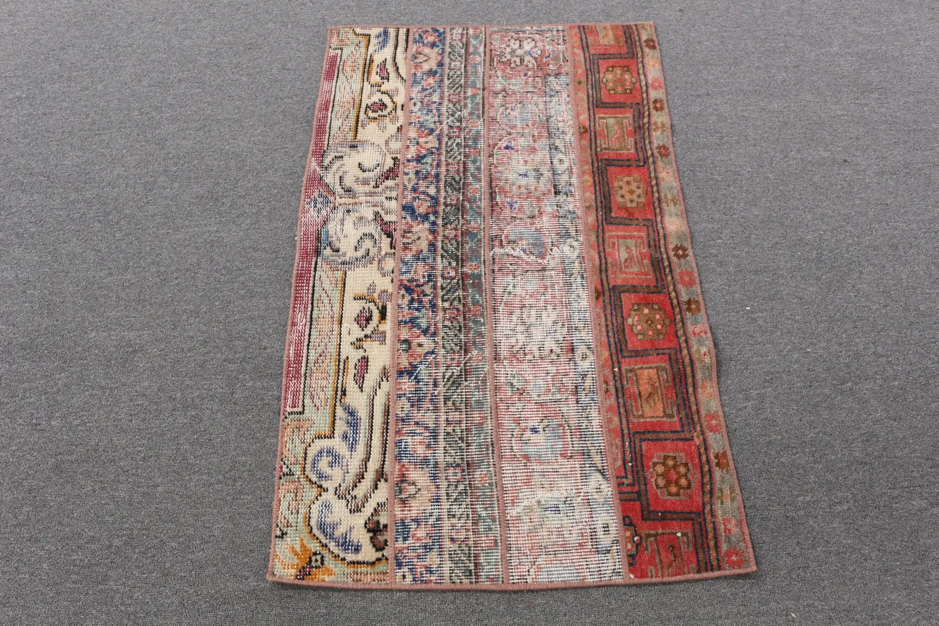 2.2x3.7 ft Turkish Rug, Red Oriental Vintage Rug Wool - 1
