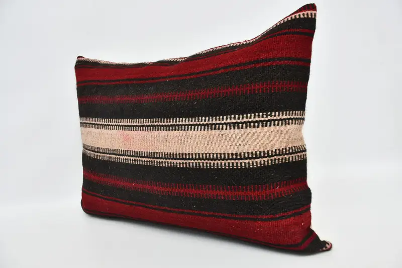 Pillow for Couch, Kilim Cushion Sham, 20x28 Red Pillow Case, Cushion Cover, Ikat Pillow, Boho Pillow, Wool Kilim Pillow Cushion - 4