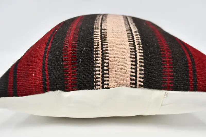 Pillow for Couch, Kilim Cushion Sham, 20x28 Red Pillow Case, Cushion Cover, Ikat Pillow, Boho Pillow, Wool Kilim Pillow Cushion - 5