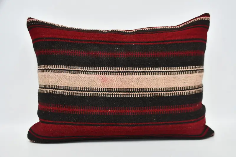 Pillow for Couch, Kilim Cushion Sham, 20x28 Red Pillow Case, Cushion Cover, Ikat Pillow, Boho Pillow, Wool Kilim Pillow Cushion - 1