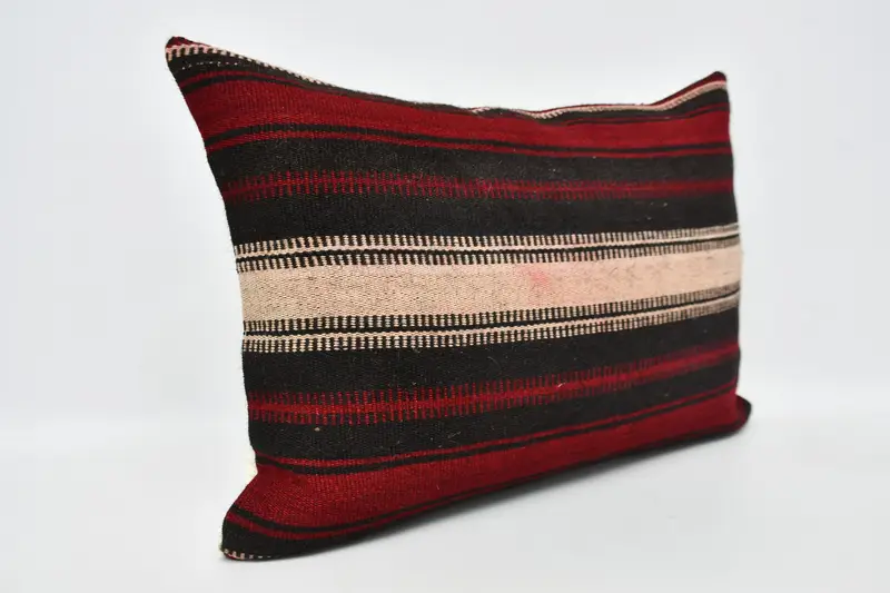 Pillow for Couch, Kilim Cushion Sham, 20x28 Red Pillow Case, Cushion Cover, Ikat Pillow, Boho Pillow, Wool Kilim Pillow Cushion - 3