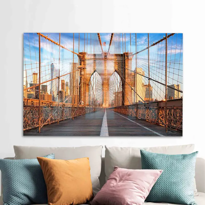 Baskılı Cam: Brooklyn Manzarası, Köprü Manzarası, Şehir Şehri Zerafeti