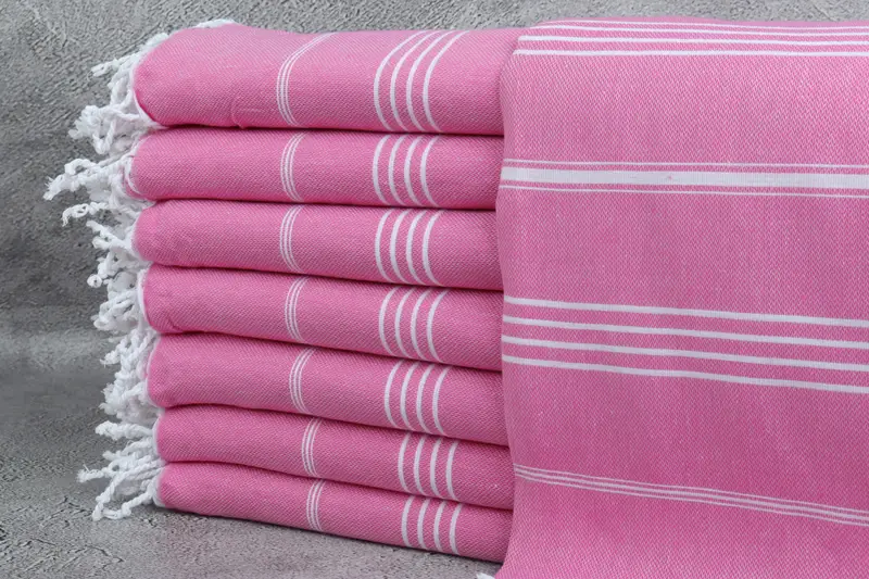 Personalized Turkish Beach Towel Organic Cotton Light Fuchsia, 40x71 Inches