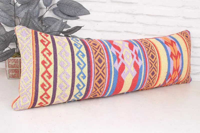 12x36 Red Pillow Cover, Natural Pillow Sham, Throw Kilim Pillow, Accent Throw Cushion Case, Cushion Case, Turkish Pillow, Interior Designer Pillow - 3