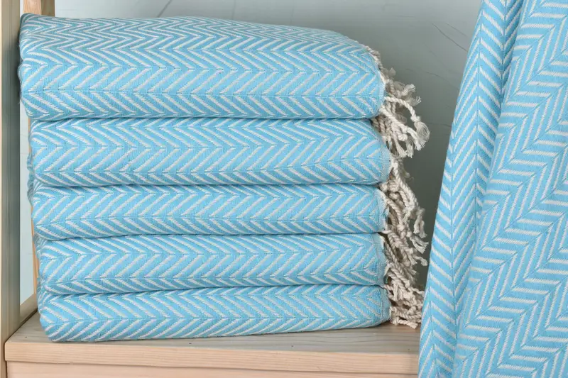 Personalized Christmas Gift Turkish Beach Towel Turquoise Chevron, 40x71 Inches