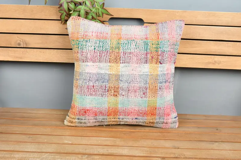Bolster Pillow Cover, Home Decor Pillow, Cushion Cover, Kilim Pillow Cover, Bolster Cushion Case, 18x18 Green Cushion, Turkish Pillow - 6