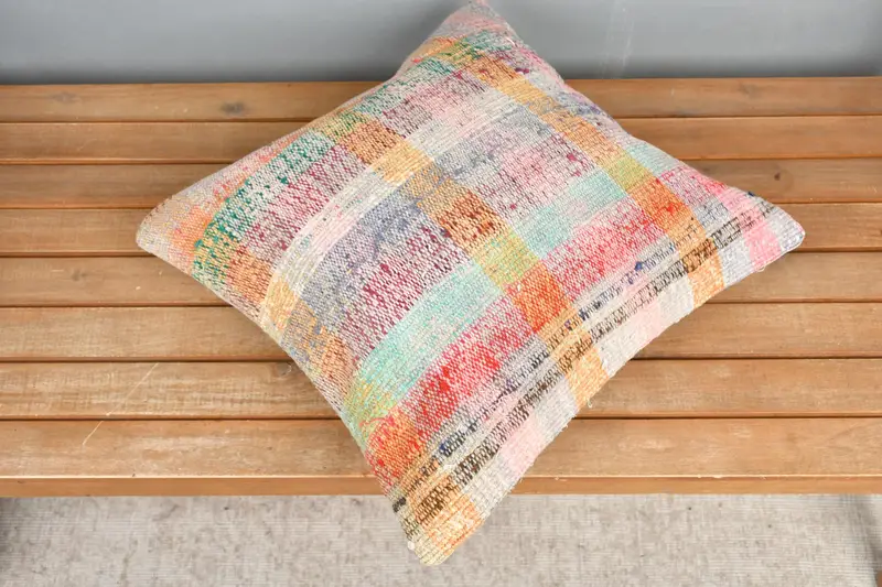Bolster Pillow Cover, Home Decor Pillow, Cushion Cover, Kilim Pillow Cover, Bolster Cushion Case, 18x18 Green Cushion, Turkish Pillow - 2