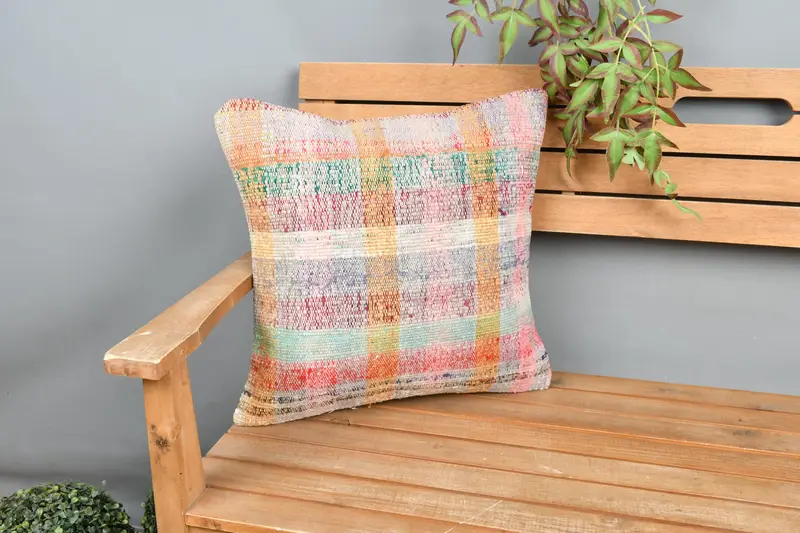 Bolster Pillow Cover, Home Decor Pillow, Cushion Cover, Kilim Pillow Cover, Bolster Cushion Case, 18x18 Green Cushion, Turkish Pillow - 1