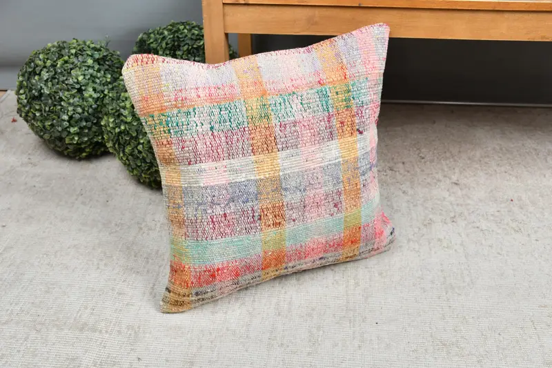Bolster Pillow Cover, Home Decor Pillow, Cushion Cover, Kilim Pillow Cover, Bolster Cushion Case, 18x18 Green Cushion, Turkish Pillow - 7