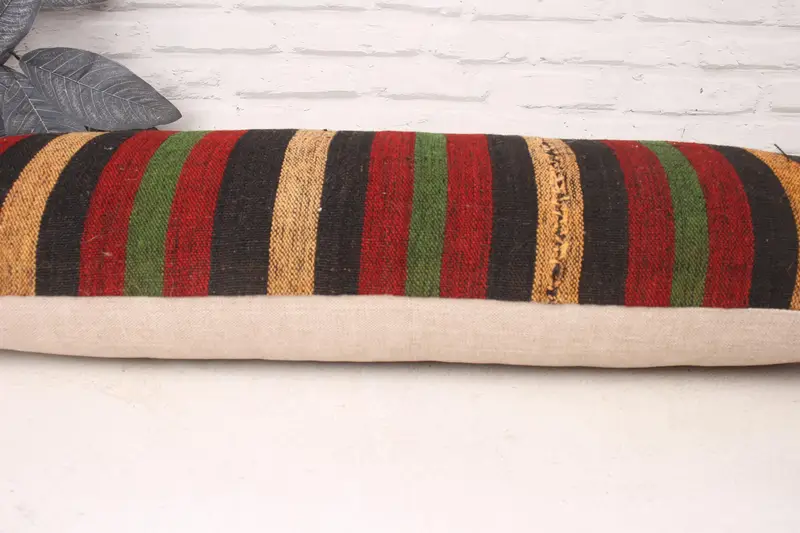 Vintage Kilim Throw Pillow, Vintage Pillow, Boho Pillow Sham Cover, Cushion Cover, Outdoor Throw Cushion Cover, 12x36 Red Cushion Case - 5