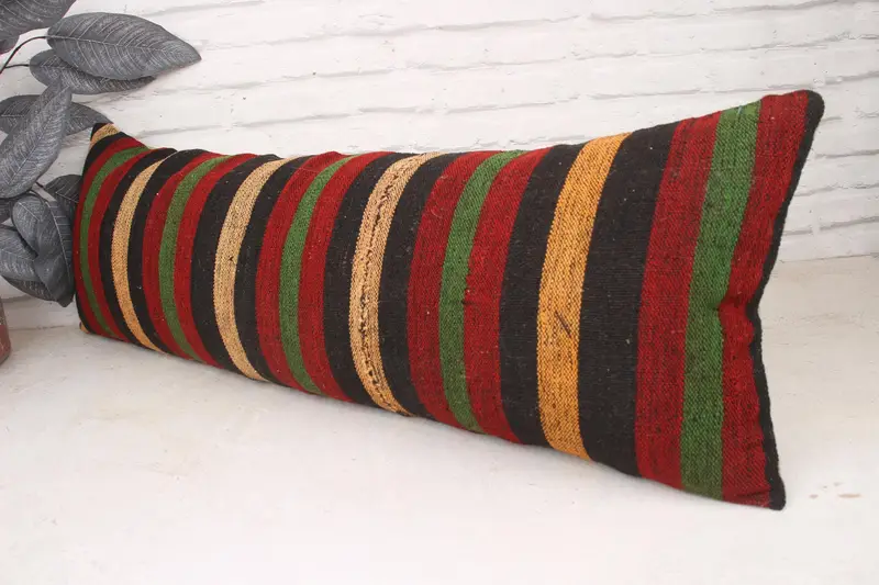 Vintage Kilim Throw Pillow, Vintage Pillow, Boho Pillow Sham Cover, Cushion Cover, Outdoor Throw Cushion Cover, 12x36 Red Cushion Case - 4