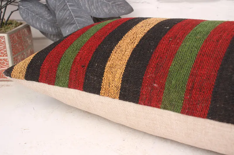 Vintage Kilim Throw Pillow, Vintage Pillow, Boho Pillow Sham Cover, Cushion Cover, Outdoor Throw Cushion Cover, 12x36 Red Cushion Case - 6