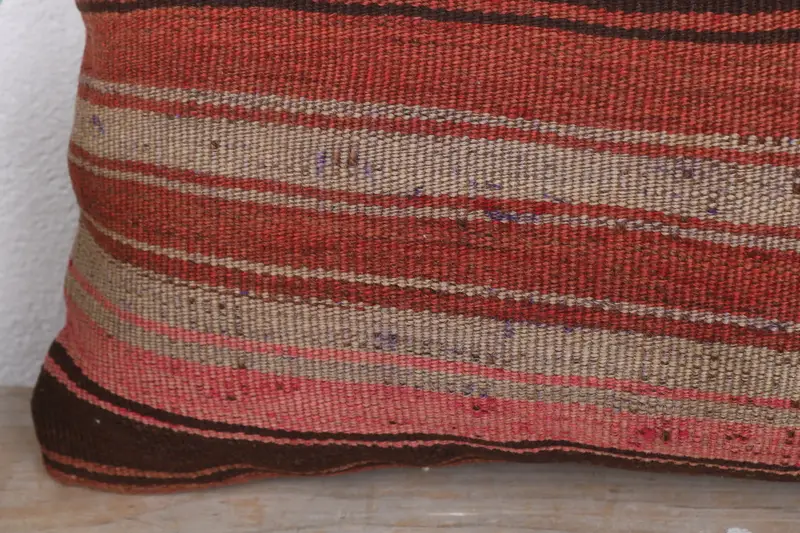 Cushion, Handmade Kilim Cushion, Outdoor Throw Cushion Case, Throw Kilim Pillow, Kilim Pillow Cover, 12x20 Red Pillow Case, Ikat Pillow Case - 3