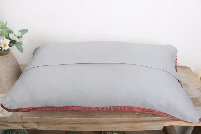 Cushion, Handmade Kilim Cushion, Outdoor Throw Cushion Case, Throw Kilim Pillow, Kilim Pillow Cover, 12x20 Red Pillow Case, Ikat Pillow Case - 7