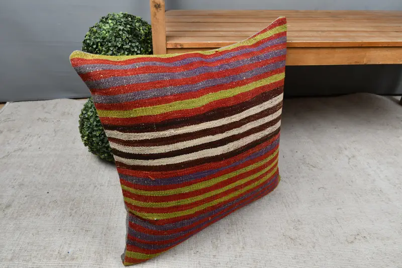 Antique Pillows, Pillow Sham, 22x22 Red Cushion Cover, Ethnic Pillow Cover Cushion Cover, Turkish Kilim Pillow, Boho Pillow Sham Cover, Seat Cushion - 8