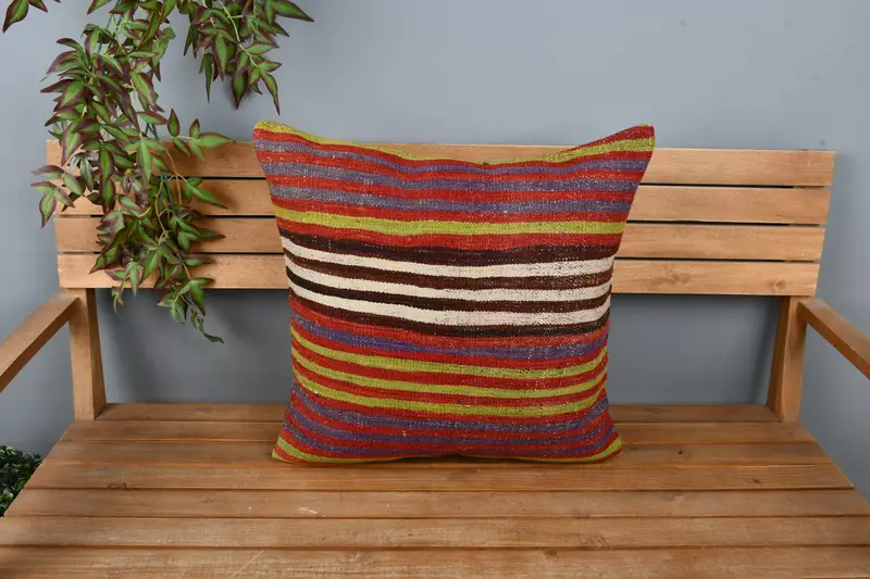Antique Pillows, Pillow Sham, 22x22 Red Cushion Cover, Ethnic Pillow Cover Cushion Cover, Turkish Kilim Pillow, Boho Pillow Sham Cover, Seat Cushion - 6