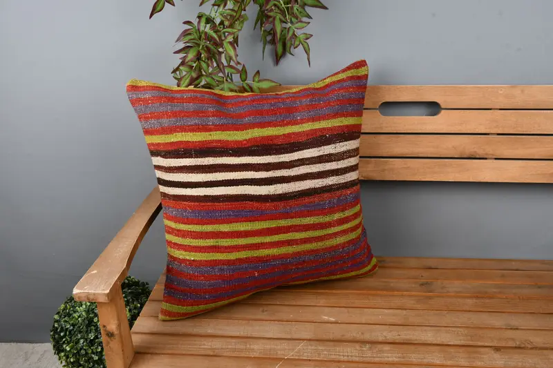 Antique Pillows, Pillow Sham, 22x22 Red Cushion Cover, Ethnic Pillow Cover Cushion Cover, Turkish Kilim Pillow, Boho Pillow Sham Cover, Seat Cushion - 1