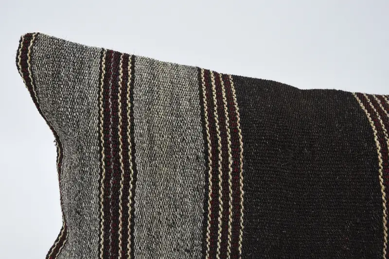 Vintage Kilim Pillow, 12x48 Brown Pillow Cover, Ethnical Kilim Rug Pillow, Pillow, Vintage Cushion Cover, Turkish Kilim Pillow, Bench Pillow Sham - 2