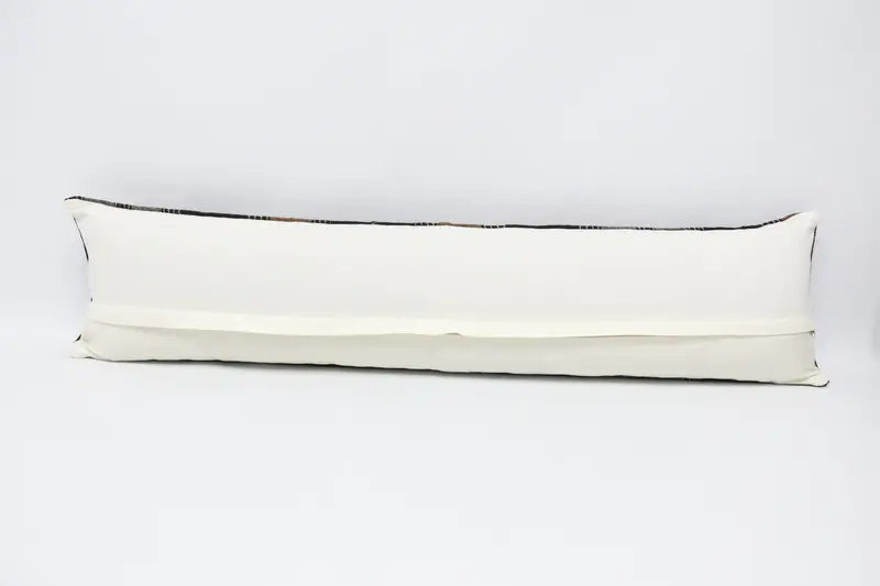 Vintage Kilim Pillow, 12x48 Brown Pillow Cover, Ethnical Kilim Rug Pillow, Pillow, Vintage Cushion Cover, Turkish Kilim Pillow, Bench Pillow Sham - 6