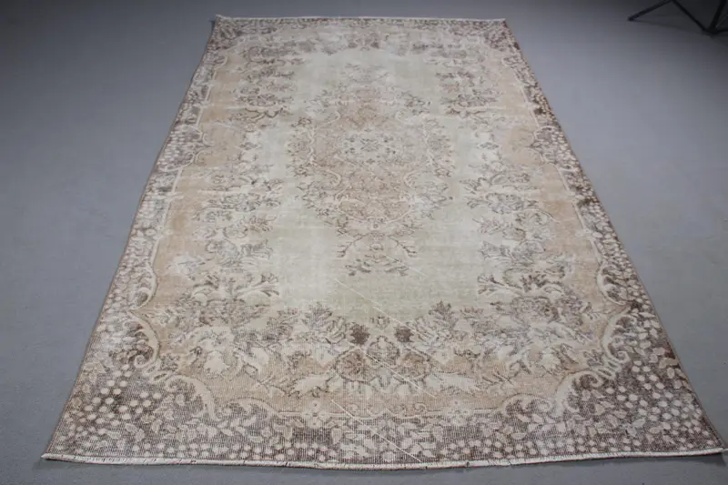 5,4x8,9 ft Vintage Teppich, Oushak Teppich, grauer Orientteppich aus Wolle - 1