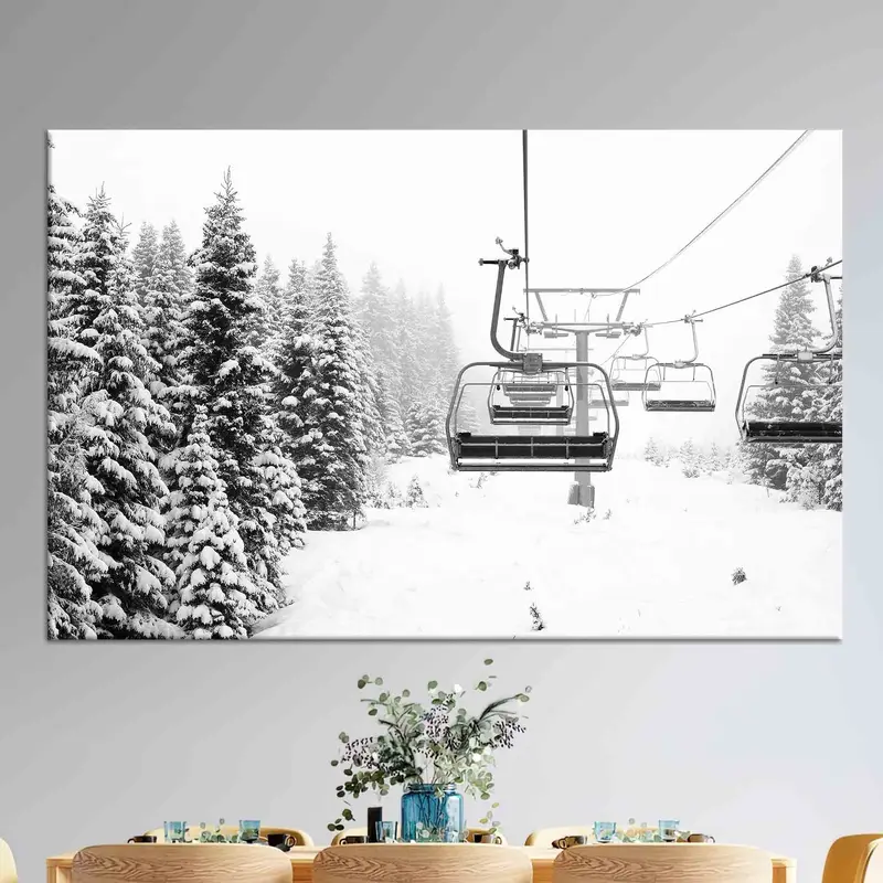 Elegante Leinwand mit Winterlandschaft: Fichten und Skifahrer-Geschenk