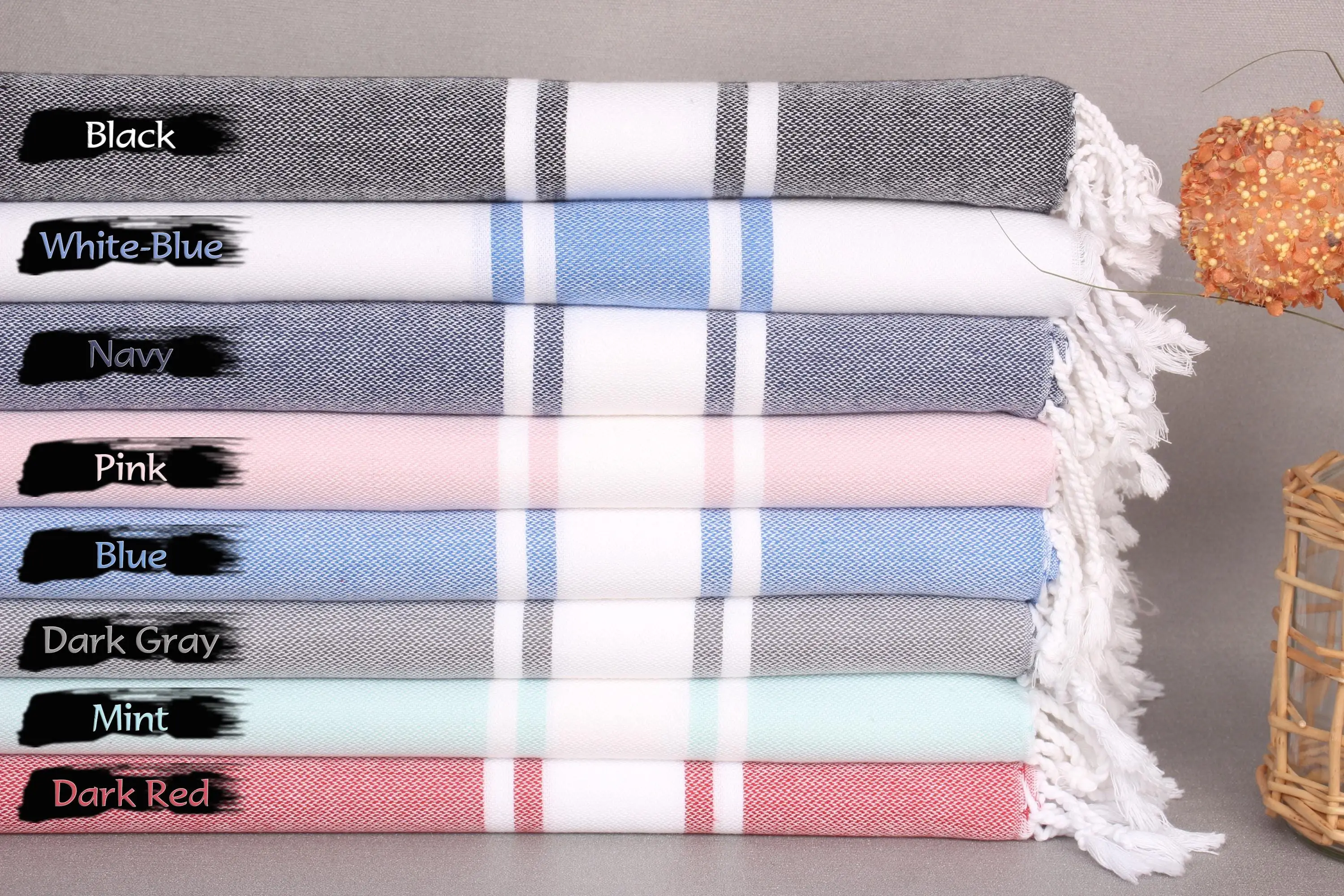 24x36 Cotton Hand Towel, Striped, Organic Cotton, Personalizable - 1
