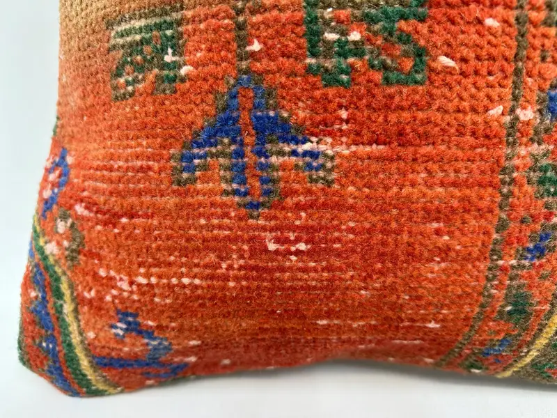 Muted Cushion, Pillow for Sofa, Interior Designer Pillow, 18x18 Orange Pillow Case, Pillow Cover, Ethnical Kilim Rug Pillow, Chair Pillow Sham - 2