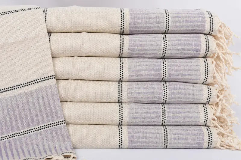 Custom Dish Towel Purple Striped Organic Cotton 20x40 Inches